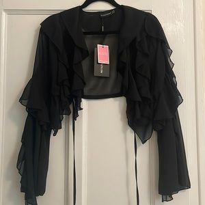 PLT cropped ruffle top